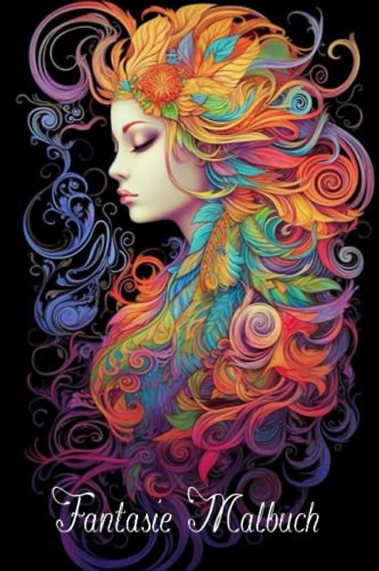 Fantasie Malbuch für Erwachsene mit schwarzem Hintergrund: Elfen, Kriegerinnen, Prinzessinnen, Wikingerinnen, Hexen und mehr (Fantasy Malbücher)