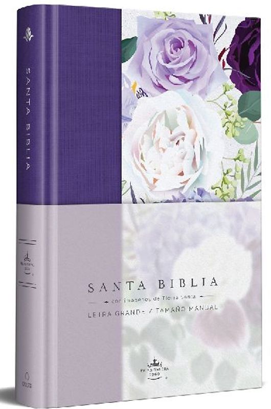 Biblia Rvr1960 Tapa Dura Y Tela Morada Con Flores Tamaño Manual / Spanish Bible Rvr 1960 Handy Size Large Print Hardcover Cloth with Purple Floral