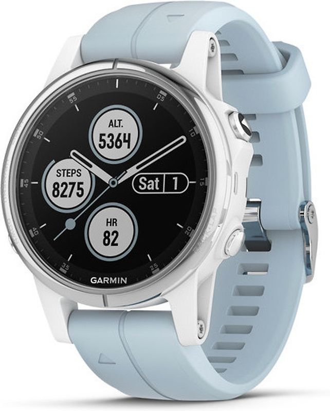 Garmin Fenix 5S Plus 42 mm blanc Seafoam au bracelet bleu ciel[Wifi, Saphir Edition]