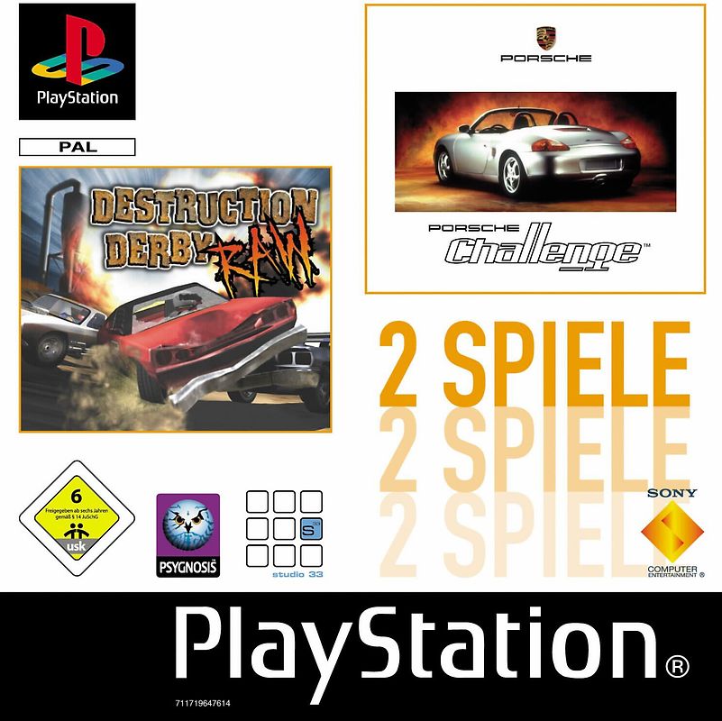 Twinpack: Destruction Derby Raw + Porsche Challenge PlayStation 1