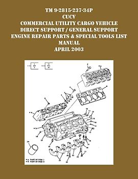 TM 9-2815-237-34P CUCV Commercial Utility Cargo Vehicle Direct Support / General Support Engine Repair Parts & Special Tools List Manual April 2003