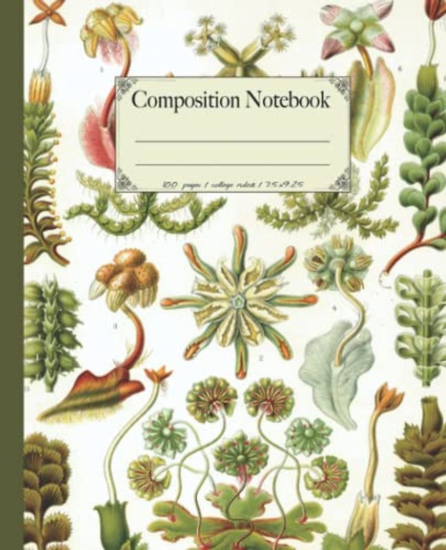 Composition Notebook: Botanical notebooks and journals with Ernst Haeckel vintage wildflower plants illustrations. Perfect gift for nature & art lovers.