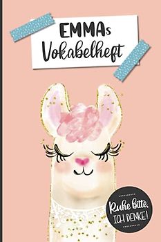 Personalisierte Schulsachen für Emma: Vokabelheft mit zwei Spalten und Vorname Emma ein Individuelles Geschenk zum Schulanfang oder zur Einschulung