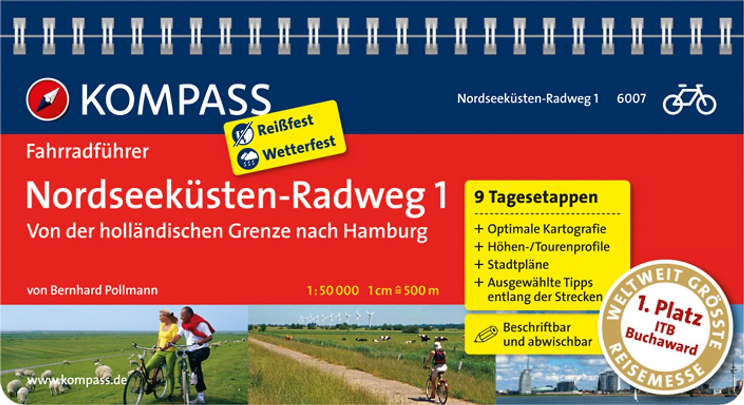 KOMPASS Fahrradführer Nordseeküsten-Radweg 1 - Von der holländischen Grenze nach Hamburg
