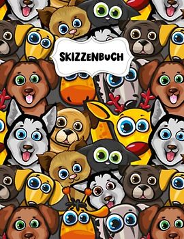 Skizzenbuch: Liebenswerte Cartoon Tiere Zeichenblock A4 für Kinder: Blanko Zeichenmappe A4 Zeichen Block
