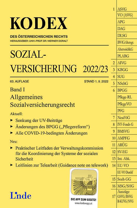 KODEX Sozialversicherung 2022/23, Band I