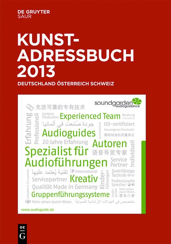 Kunstadressbuch Deutschland, Österreich, Schweiz 2013