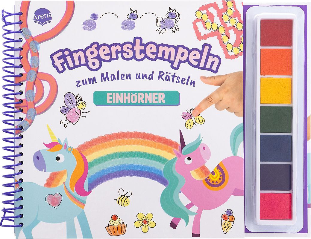Fingerstempeln zum Malen und Rätseln. Einhörner