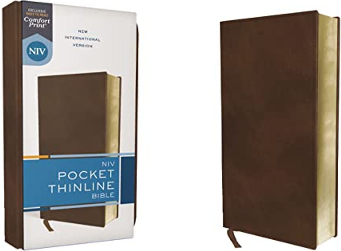 Niv, Pocket Thinline Bible, Leathersoft, Brown, Red Letter, Comfort Print