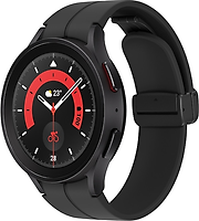 Samsung Galaxy Watch5 Pro 45 mm Boîtier en titane black titanium avec D-Buckle bracelet Sport M/L couleur graphite [Wi-Fi + 4G]