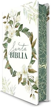 Biblia Rvr 1960 Letra Grande Tamaño Manual, Tapa Dura Con Flores Blancas Y Cantos Pintados / Spanish Bible Rvr 1960 Handy Size White Flowers Sprayed Edges