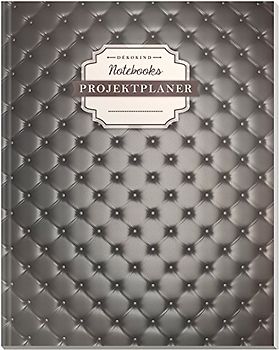 DÉKOKIND Projektplaner | DIN A4, 100+ Seiten, Register, Kontakte, Vintage Softcover | Für über 50 Projekte geeignet| Motiv: Elegant Black