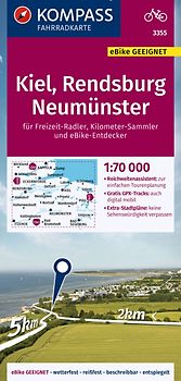 KOMPASS Fahrradkarte 3355 Kiel, Rendsburg, Neumünster 1:70.000