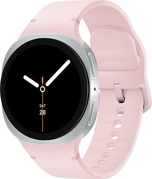 Samsung Galaxy Watch8 40 mm Boîtier aluminium argent sur Sport en silicone S/M rose [Wi-Fi]