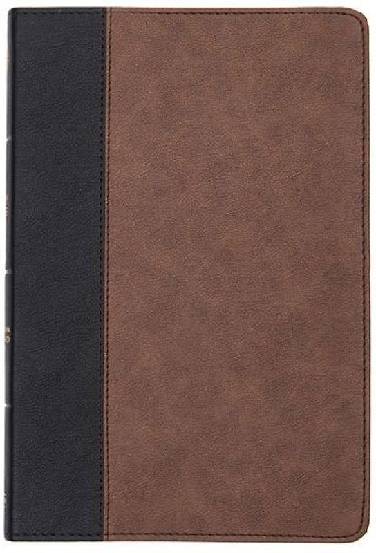 CSB Large Print Thinline Bible, Black/Brown Leathertouch