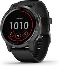 Garmin Vivoactive 4 45 mm zwart met een zwarte siliconen polsband