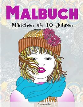 Malbuch Mädchen ab 10 Jahren - Geschenke: 50 einzigartig schöne Motive mit schwarzem Hintergrund im großen A4 Format | 50 Wunderschöne Motive