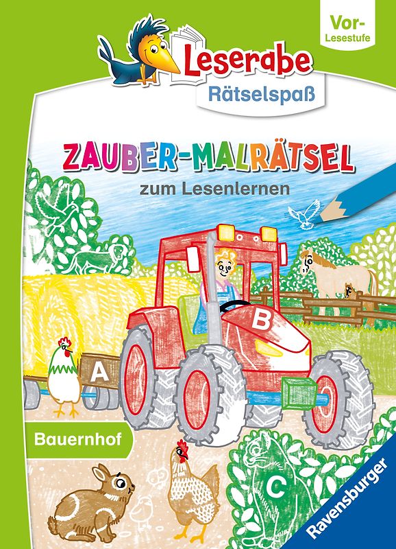 Leserabe Rätselspaß - Zauber-Malrätsel zum Lesenlernen: Bauernhof (Vor-Lesestufe)