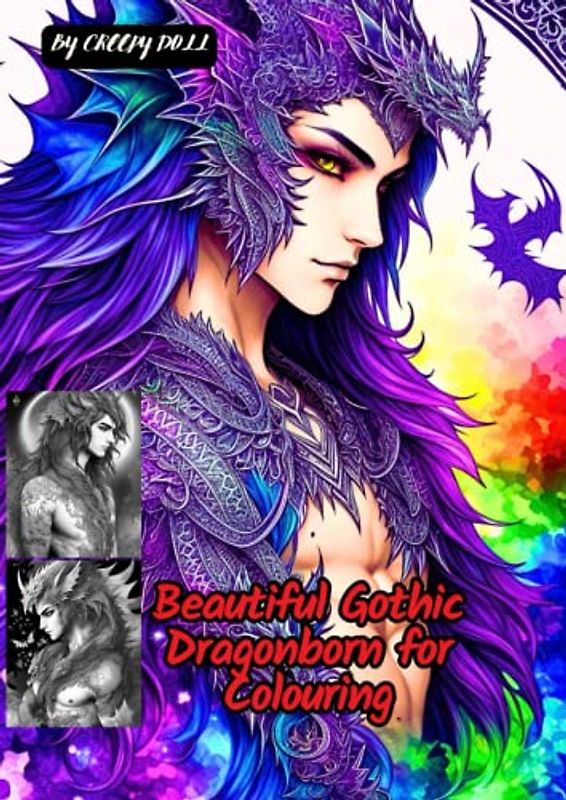 Beautiful Gothic Dragonborn for Colouring