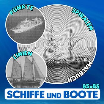 Schiffe und Boote Punkte Linien Spiralen Malbuch: Beste Illustrationen von Schiffen und Booten für Zeichenseiten | Gag Geschenke | White Elephants Geschenke | Zum Stressabbau
