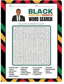 Black History Month Word Search Books: Famous Black Americans Word Search Challenges, large print puzzle activity books with solutions