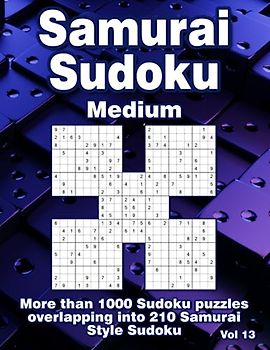 Medium Samurai Sudoku: Samurai Style Puzzle Book for Adults with 210 Variations