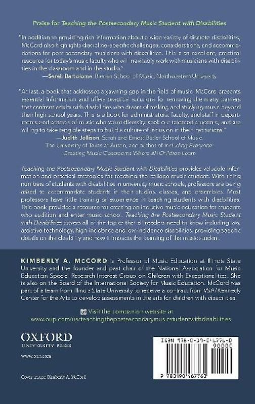 Teaching the Postsecondary Music Student with Disabilities