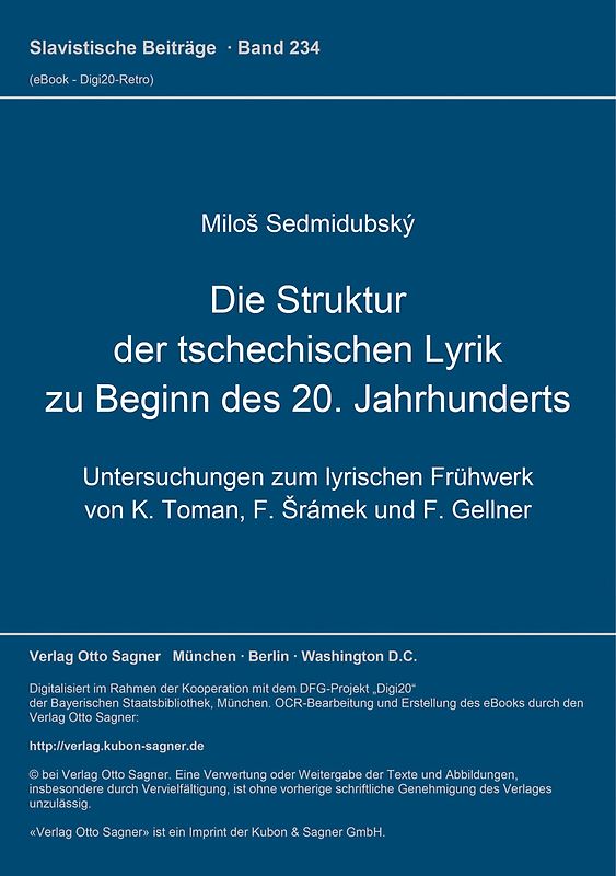 Die Struktur der tschechischen Lyrik zu Beginn des 20. Jahrhunderts