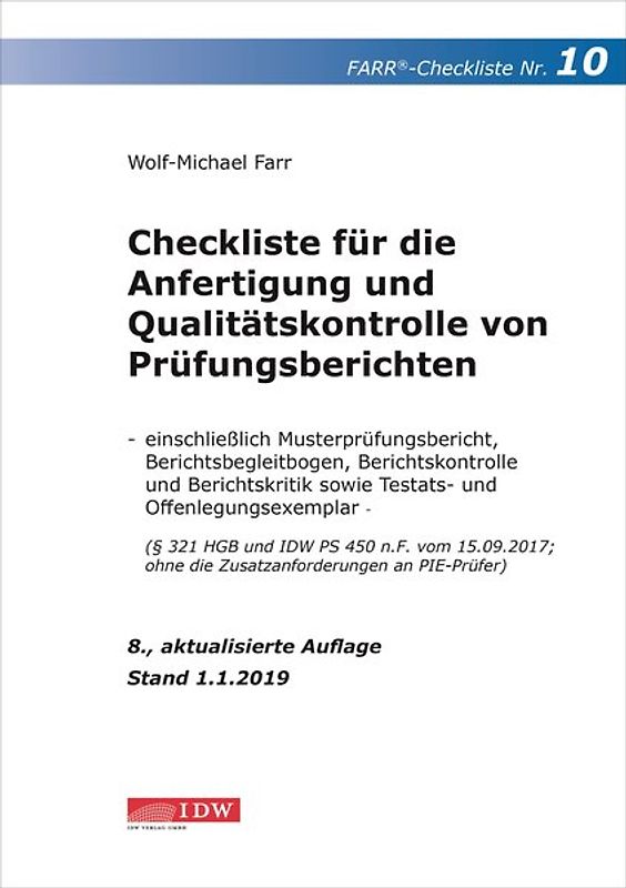 Farr, Checkliste 10 (Prüfungsbericht), 8.A.