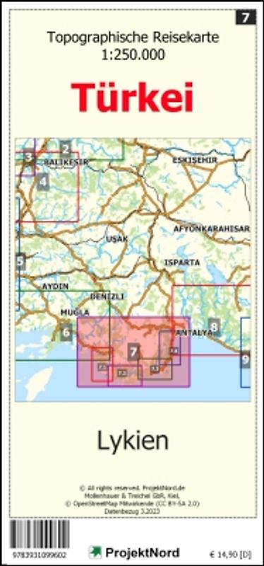 Lykien - Topographische Reisekarte 1:250.000 Türkei (Blatt 7)