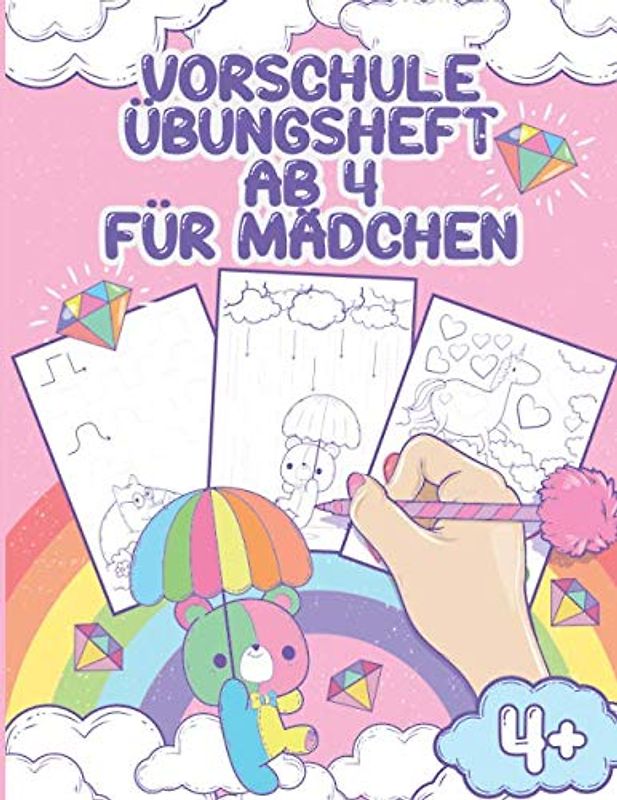 Vorschule Übungsheft Ab 4 für Mädchen: Schwungübungen Vorschule Mit Einhörnern Und Prinzessinen, Übungsheft Malbuch - Feinmotorik Lernbuch, Geschenk ... Auf Den Kindergarten Und Die Vorschule