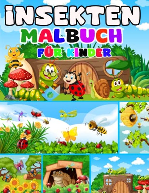 Insekten-Malbuch für Kinder: Einfache und niedliche Malvorlagen von verschiedenen Insekten