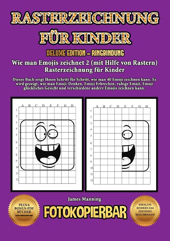 Wie man Emojis zeichnet 2 (mit Hilfe von Rastern) Rasterzeichnung für Kinder