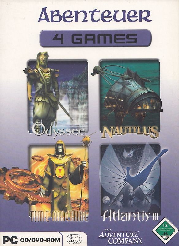 4 Games Abenteuer: Odyssee / Nautilus / Time Machine / Atlantis 3 [6 CD-ROMs] PC Spiele