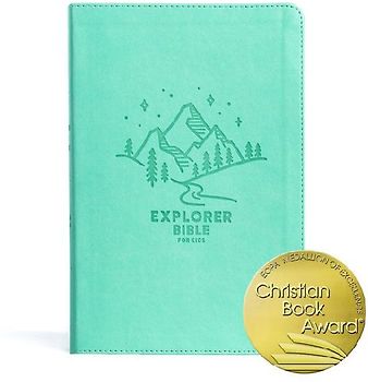 CSB Explorer Bible for Kids, Light Teal Mountains Leathertouch, Indexed