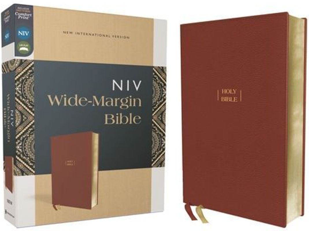 Niv, Wide Margin Bible (a Bible That Welcomes Note-Taking), Leathersoft, Brown, Red Letter, Comfort Print