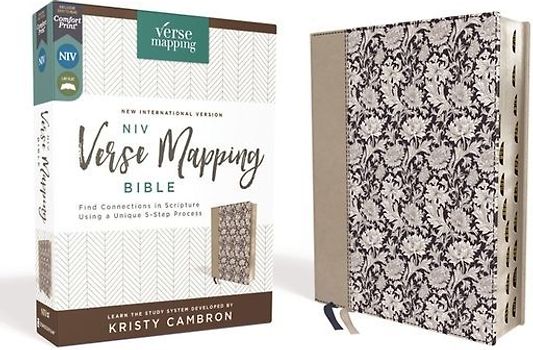 Niv, Verse Mapping Bible, Leathersoft, Navy Floral, Thumb Indexed, Comfort Print