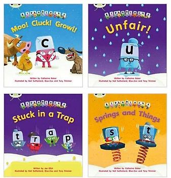 Learn to Read at Home with Bug Club Phonics Alphablocks: Phase 3/4 - Reception terms 2 and 3 (4 fiction books) Pack A (Phonics Bug)