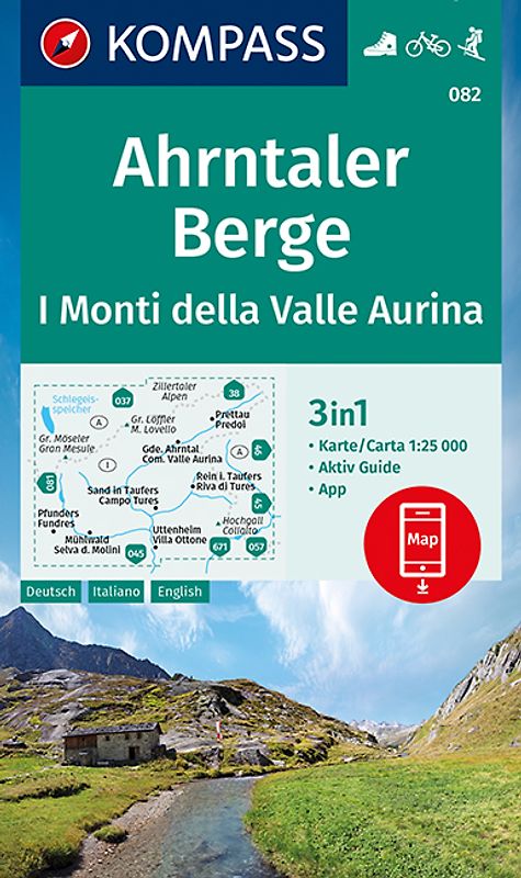 KOMPASS Wanderkarte 082 Ahrntaler Berge, I Monti della Valle Aurina 1:25.000
