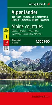 freytag & berndt Straßenkarte Alpenländer, Österreich - Deutschland - Schweiz - Frankreich - Italien - Slowenien 1:500.000