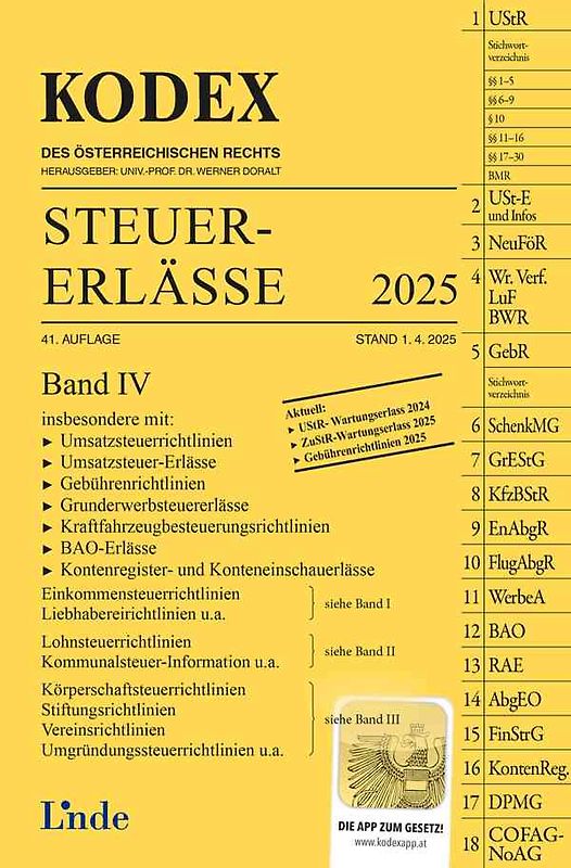 KODEX Steuer-Erlässe 2025, Band IV