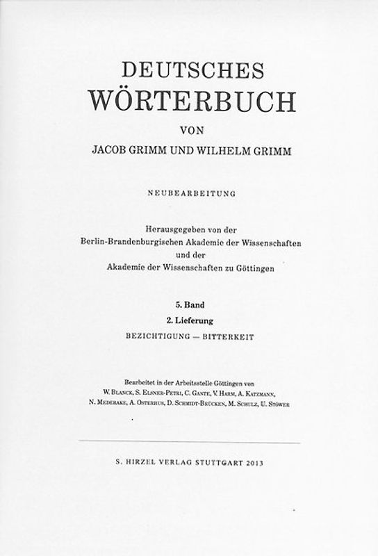 Grimm, Dt. Wörterbuch Neubearbeitung