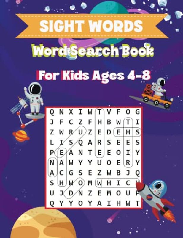 Sight Words Word Search Book For Kids Ages 4-8: 90+ Large Print Pages,High Frequency Words Activity For Boys ,Girls (Kindergarten to 1st Grade)