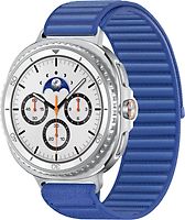 Samsung Galaxy Watch8 Classic 46 mm Boîtier aluminium blanc sur Confort S/M bleu nuit [Wi-Fi]