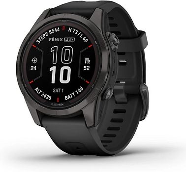 Garmin Fenix 7S Pro 42 mm gris carbone avec bracelet en silicone noir [Wi-Fi, Sapphire Solar Edition]