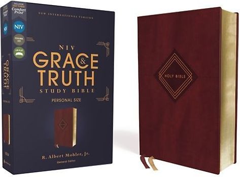 Niv, the Grace and Truth Study Bible (Trustworthy and Practical Insights), Personal Size, Leathersoft, Burgundy, Red Letter, Comfort Print