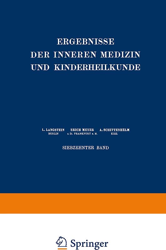 Ergebnisse der Inneren Medizin und Kinderheilkunde