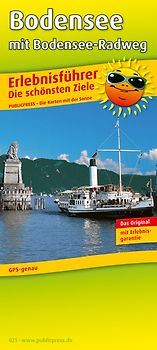 Bodensee mit Bodensee-Radweg. Erlebnisführer mit Informationen zu Freizeiteinrichtungen auf der Kartenrückseite. Wetterfest, reißfest, abwischbar, GPS-genau. 1:130000