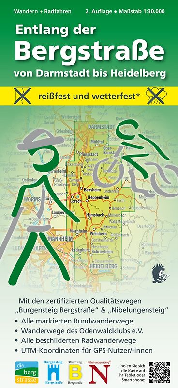 Wandern, Entlang der Bergstraße von Darmstadt bis Heidelberg