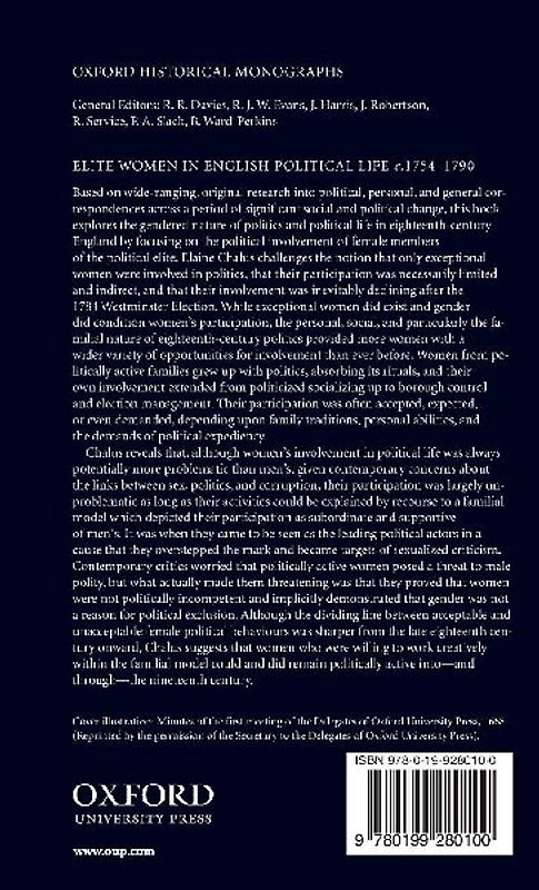 Elite Women in English Political Life C.1754-1790